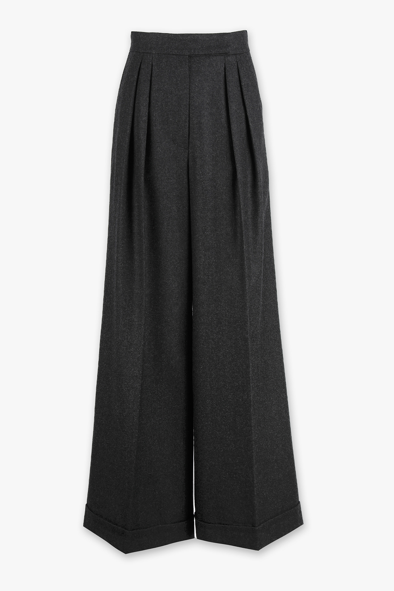HIGH QUALITY LINE - HIGH END WOOL Wide-leg TROUSERS (CHARCOAL)