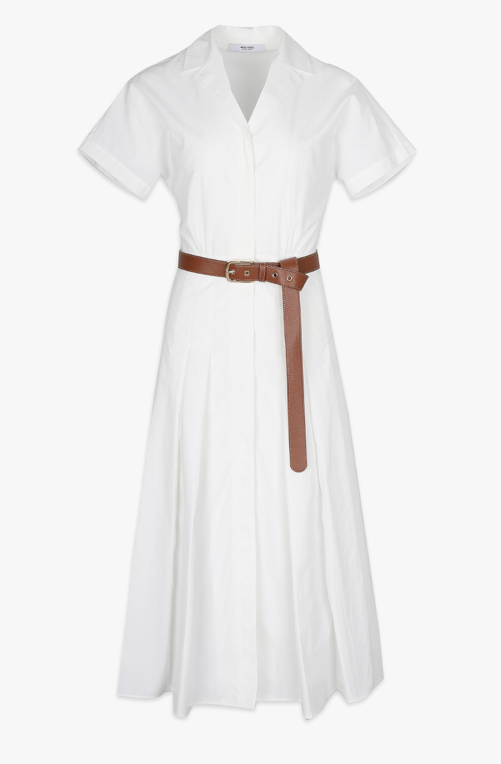 HIGH QUALITY LINE - CAPRI BELTED SHIRT DRESS (WHITE)