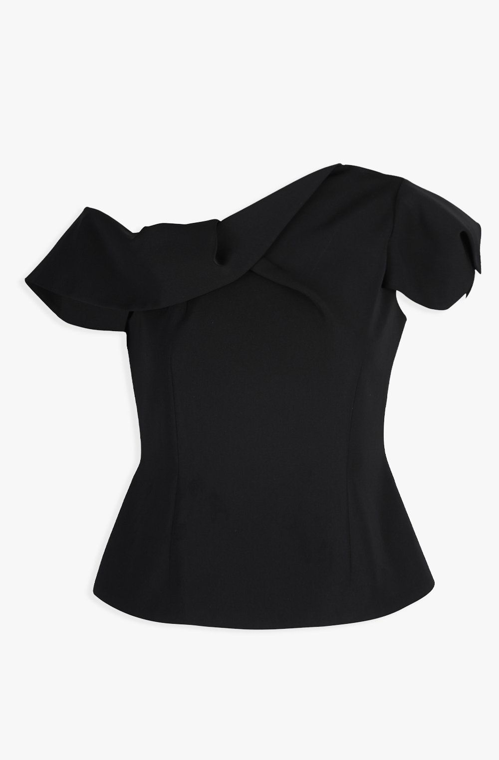 HIGH QUALITY LINE - MYEYEKO 23 SUMMER COLLECTION / ONE-SHOULDER DRAPED BLOUSE (BLACK)