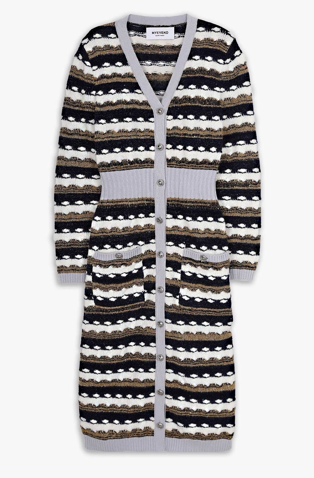 HIGH QUALITY LINE - Sequin Stripes Knit Cardigan (Blue/Navy)