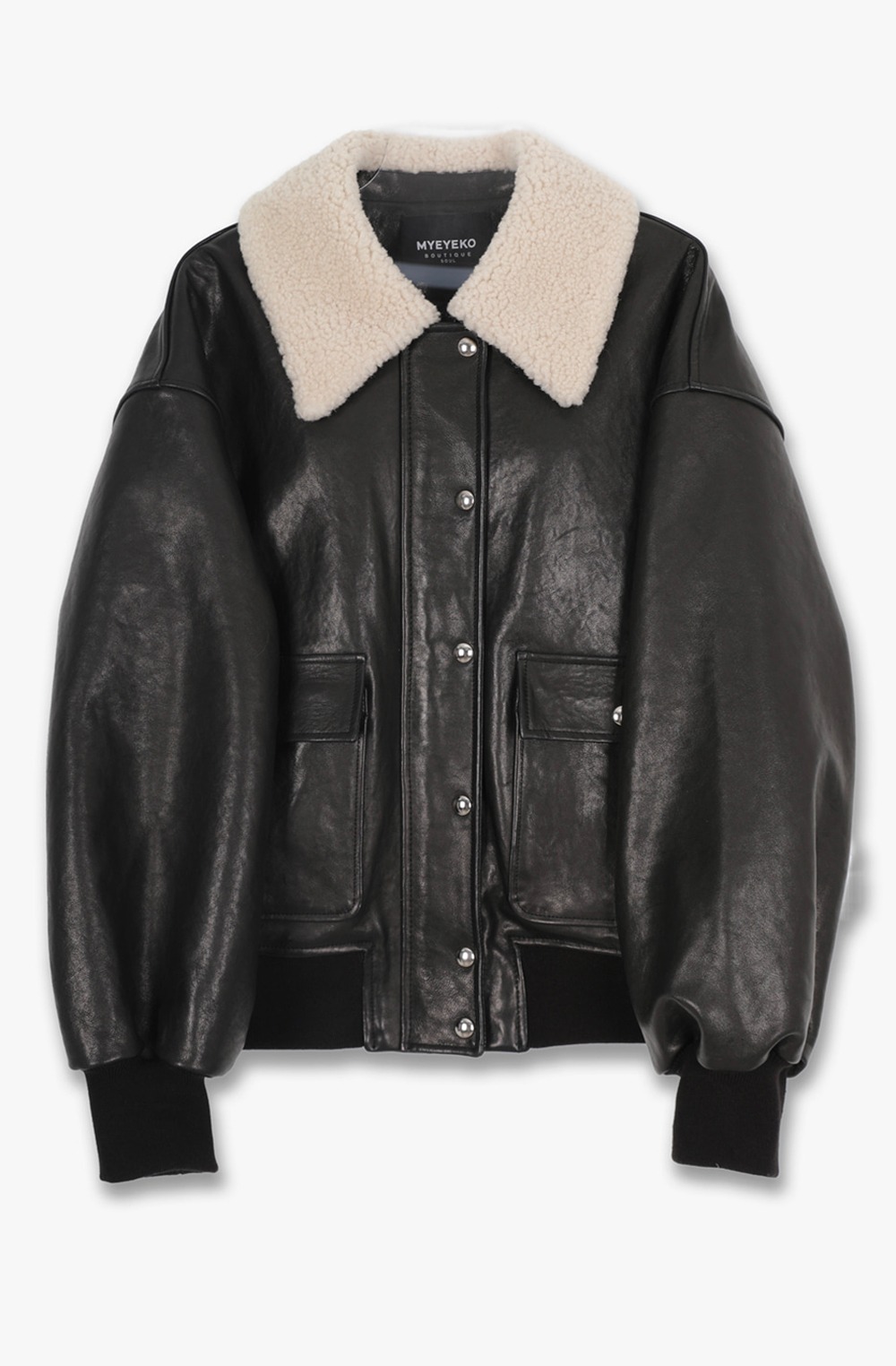 HIGH QUALITY LINE - Lamb-Collar Leather Jacket (Vegetable lambskin from ITALY. )