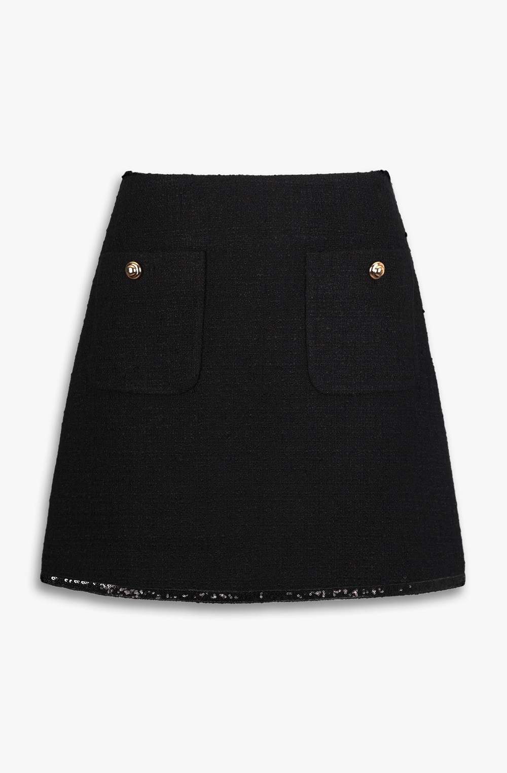 HIGH QUALITY LINE - Jennie Sequin Trimming Tweed Mini Skirt (Fabric by, Made in JAPAN)
